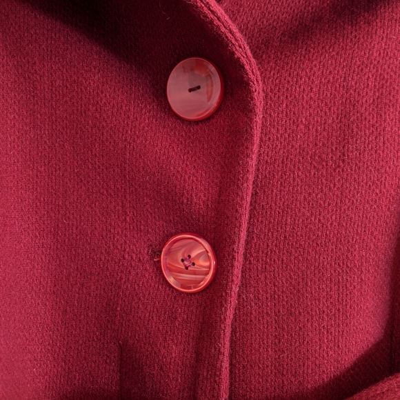 Red wool peacoat with hood - Picture 5 of 8